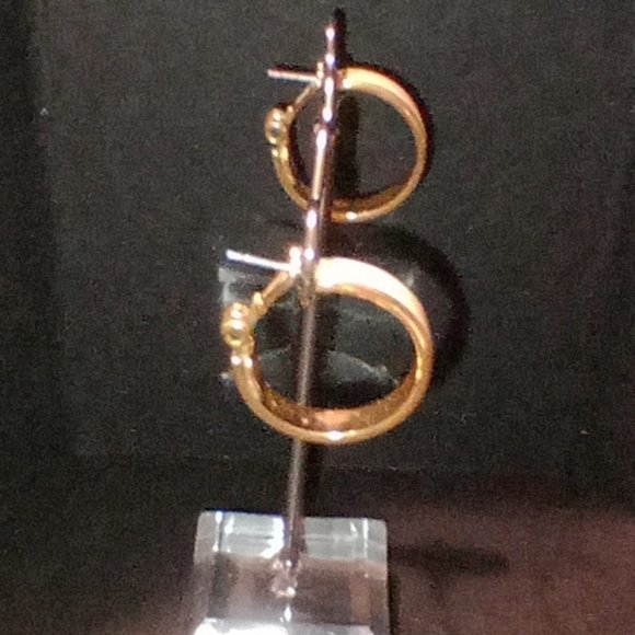 Monet Vintage Gold Tone Cream Enamel Hoop Lever Back Earrings - Picture 2 of 7